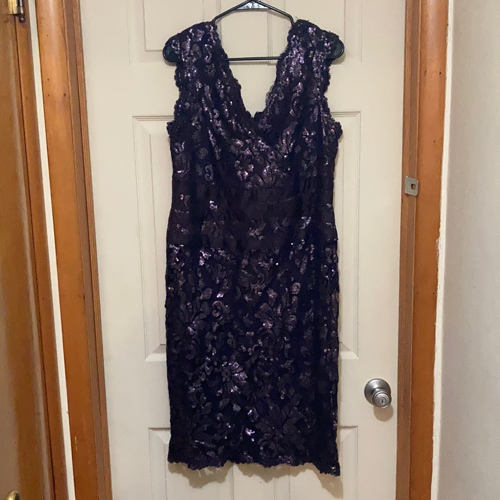 Adrianna Papell Purple Sequins Dress, US Size 14